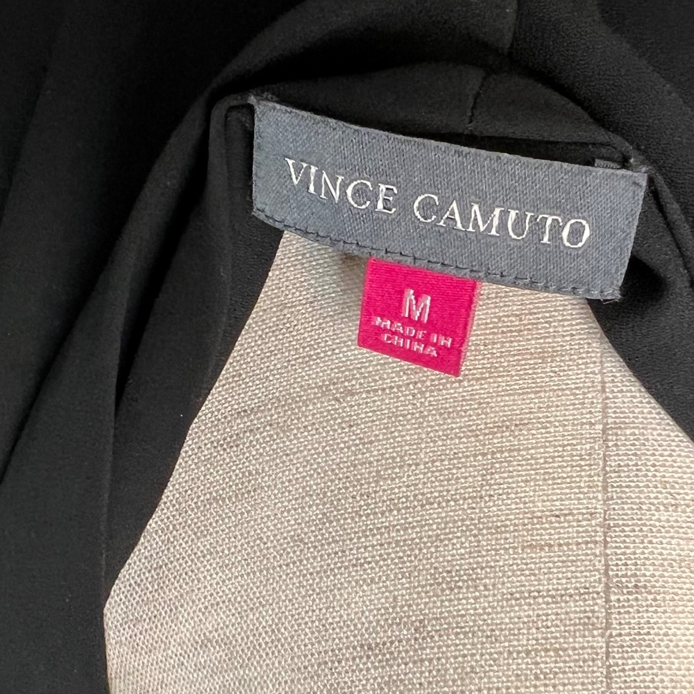 Vince Camuto Essentials Rich Black Faux Wrap Sleeveless Chiffon Top Snap closure - Picture 10 of 11